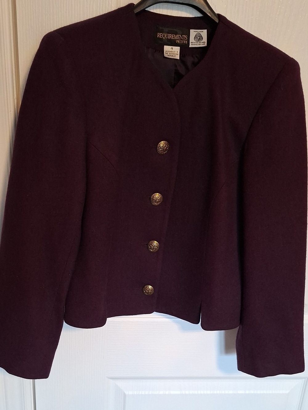 Requirements Plum Wool Button-Front Blazer